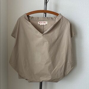 Marni Women's Sz 40 Beige Blouse Cotton Top Capsule Minimalist Sculptural